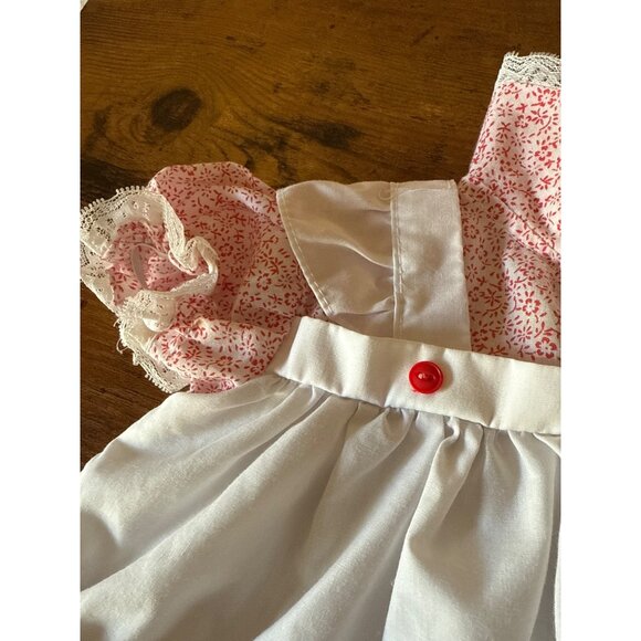 Vintage Baby Doll or Newborn Dress With Floral Print & Lace Trim Red - Picture 6 of 15
